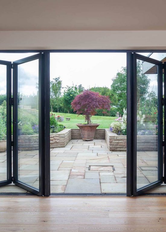 Bifolding doors in aluminium