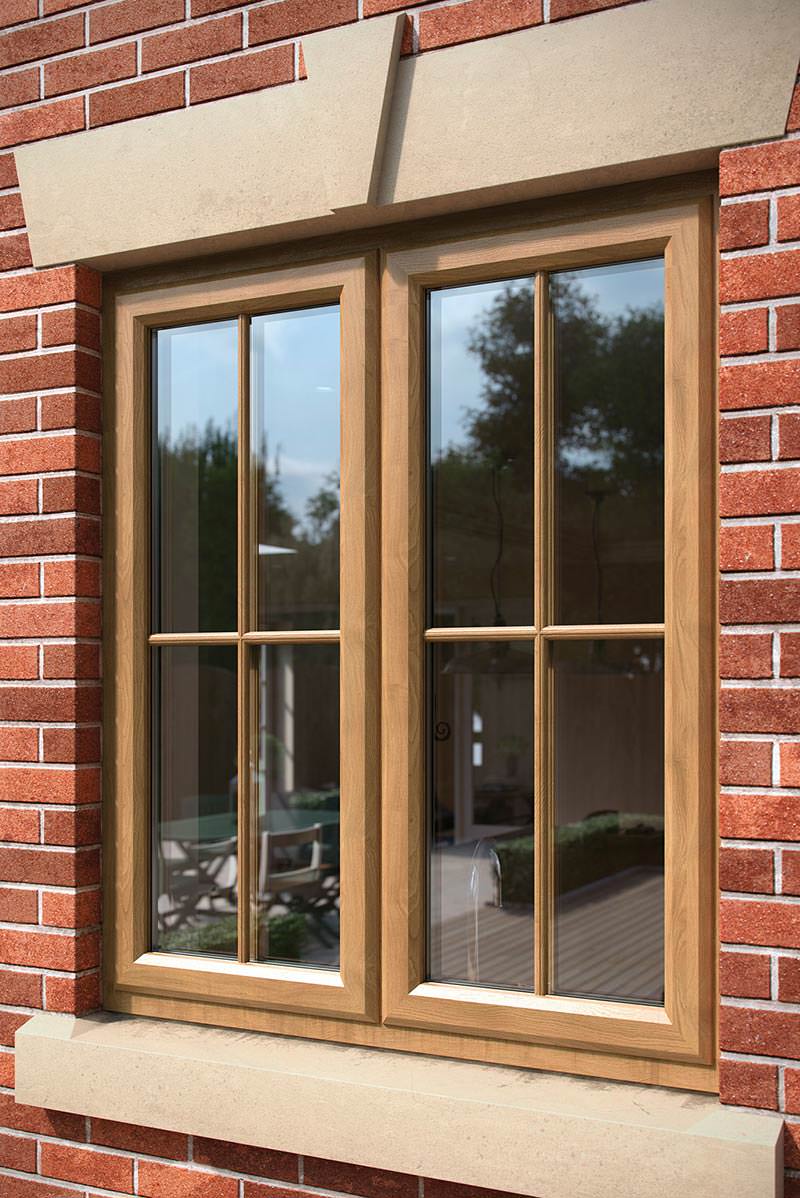 Woodgrain casement windows